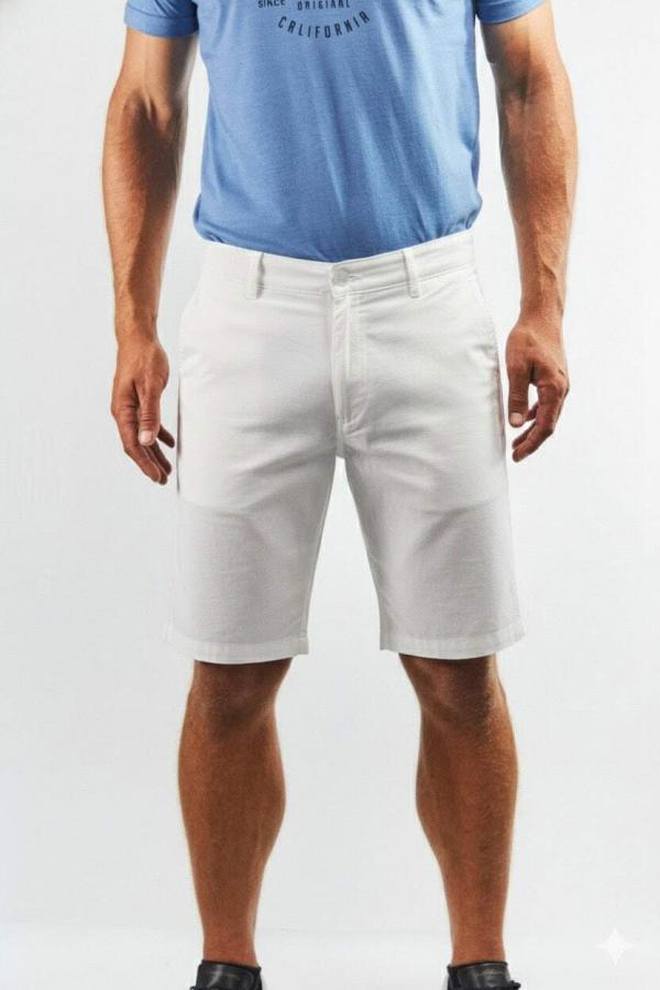 Bermuda de lino y algodón tipo chino blanca