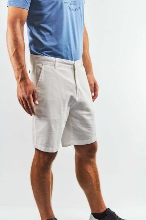 Bermuda de lino y algodón tipo chino blanca