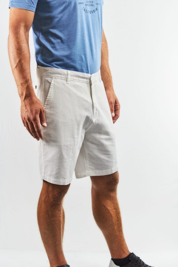 Bermuda de lino y algodón tipo chino blanca