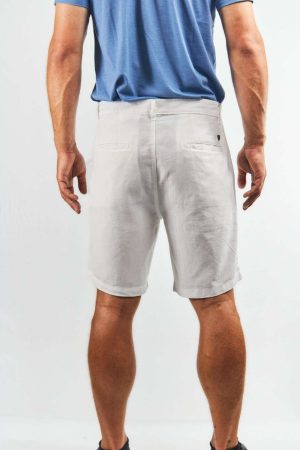 Bermuda de lino y algodón tipo chino blanca