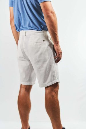 Bermuda de lino y algodón tipo chino blanca