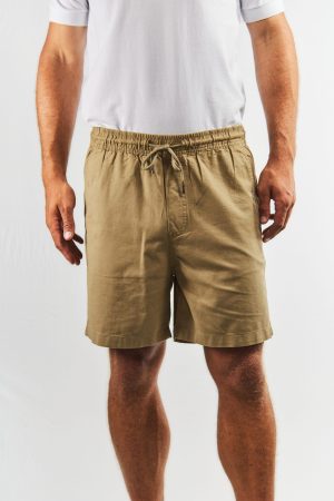Bermuda camel de lino y algodón