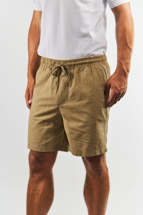 Bermuda camel de lino y algodón