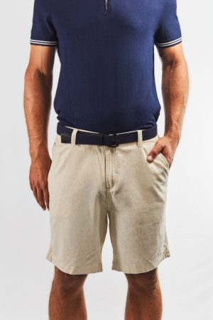Bermuda de lino y algodón tipo chino cruda