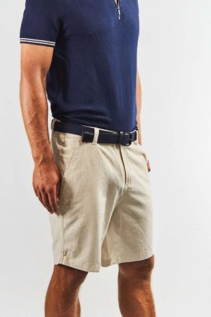 Bermuda de lino y algodón tipo chino cruda