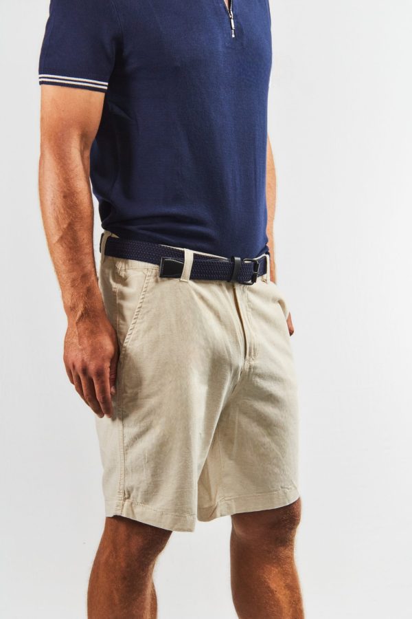 Bermuda de lino y algodón tipo chino cruda