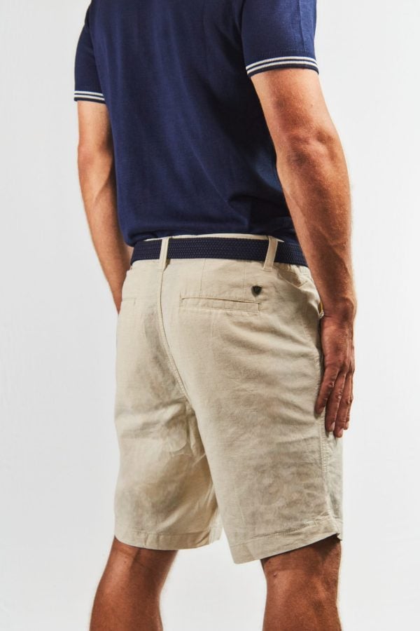 Bermuda de lino y algodón tipo chino cruda