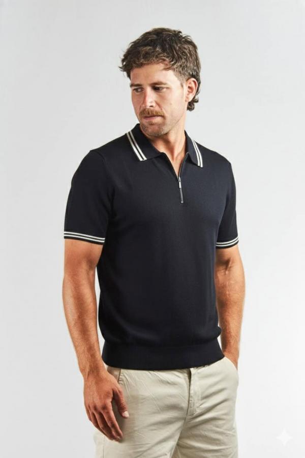 Chomba tejida negra con cierre