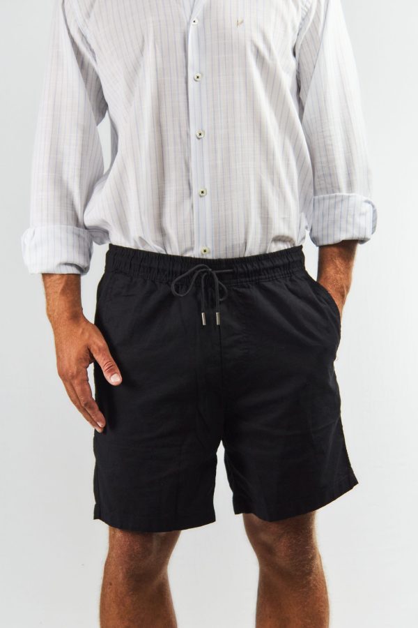 Bermuda negra de lino y algodón