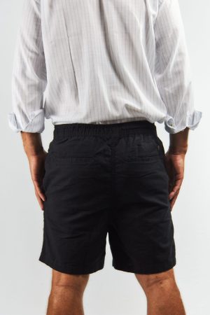 Bermuda negra de lino y algodón