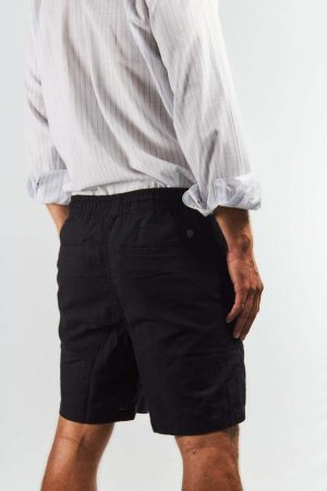 Bermuda negra de lino y algodón