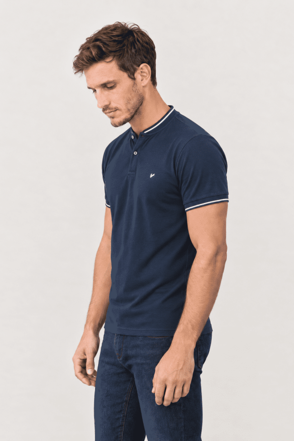 Chomba cuello mao marino jersey