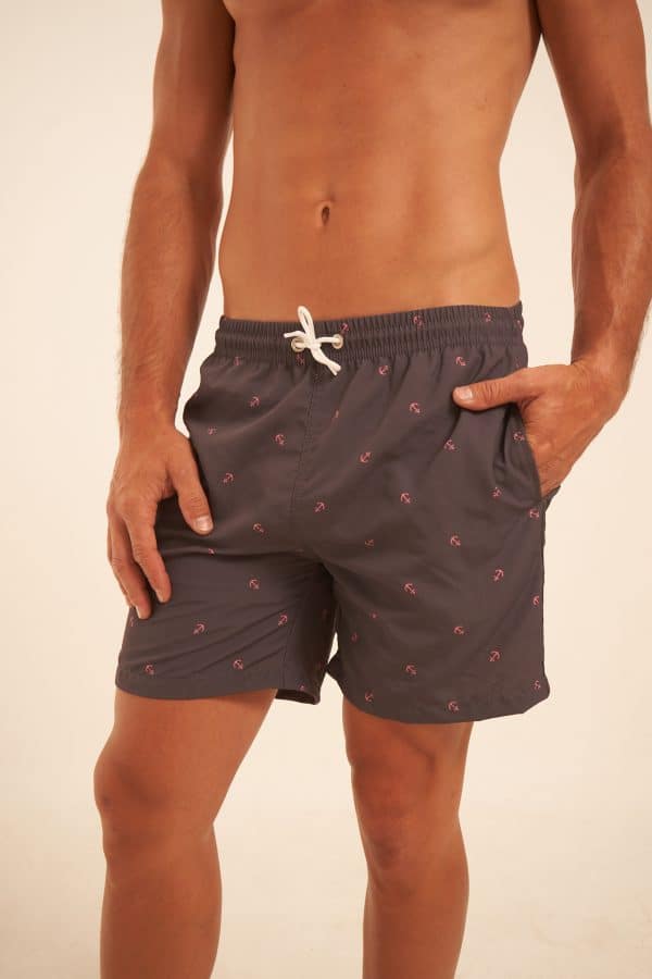 Short de baño Negro Estampado