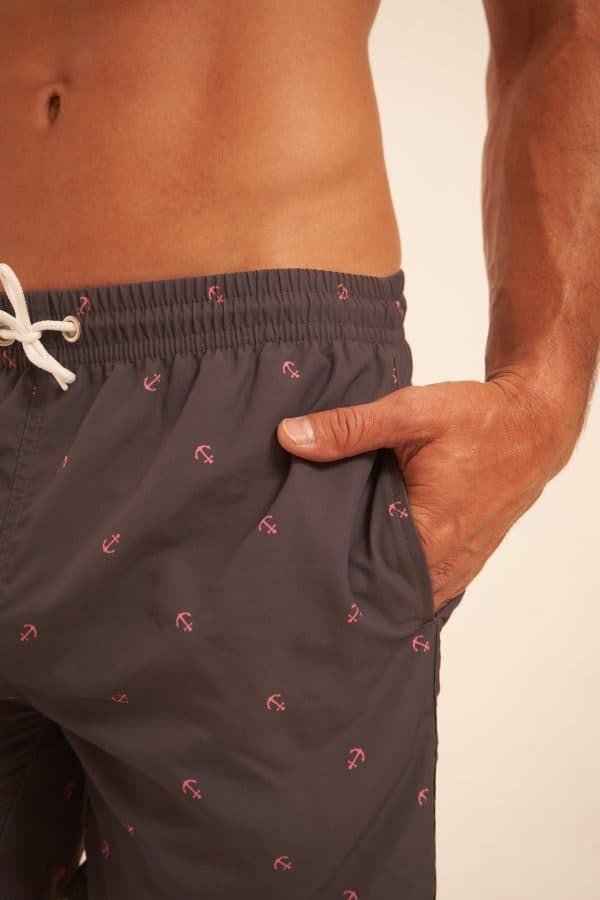 Short de baño Negro Estampado