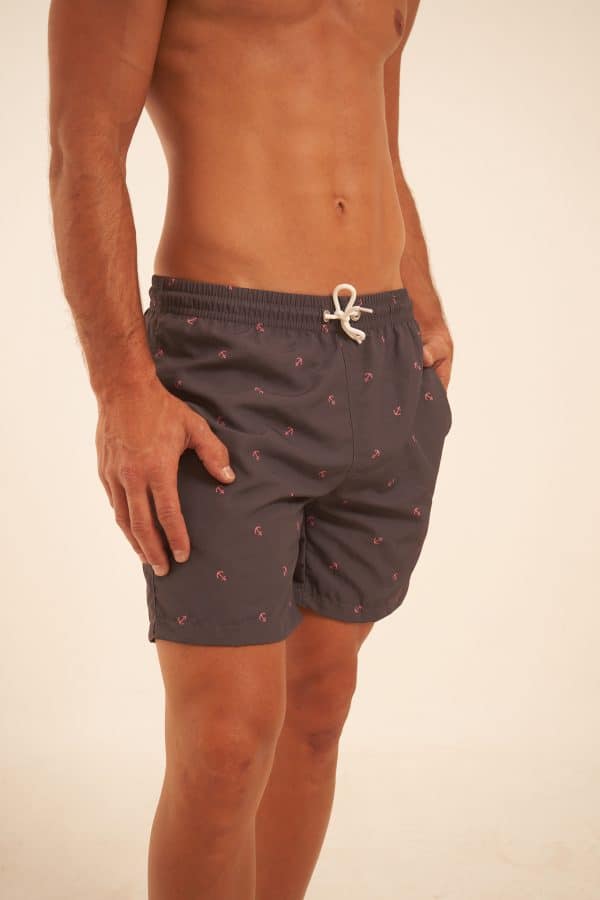 Short de baño Negro Estampado