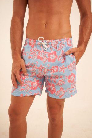 Short de baño celeste floral