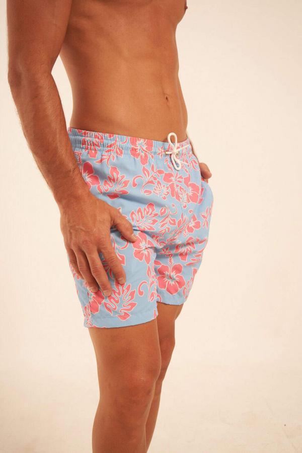 Short de baño celeste floral
