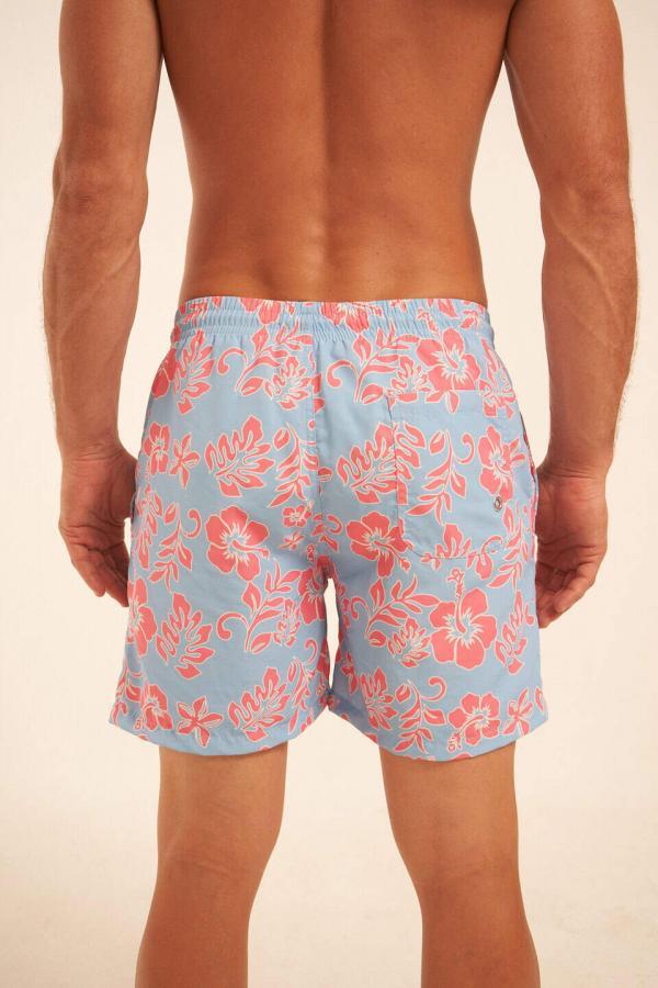 Short de baño celeste floral
