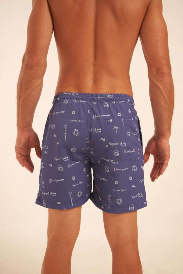 Short de baño azul estampado