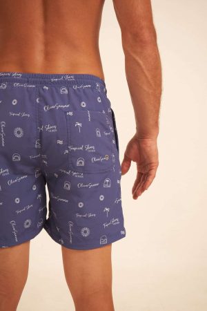 Short de baño azul estampado
