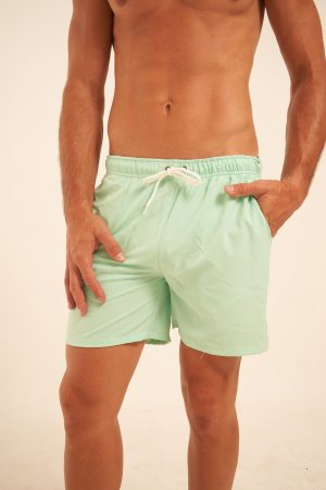 Short de baño verde agua liso