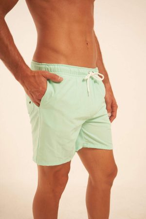 Short de baño verde agua liso