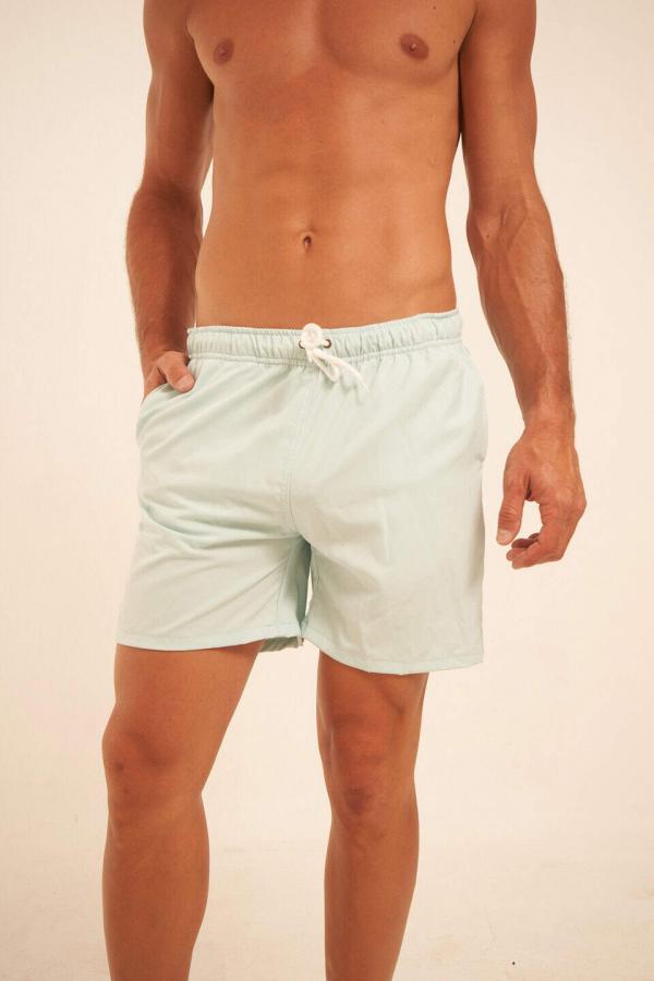 Short de baño celeste liso