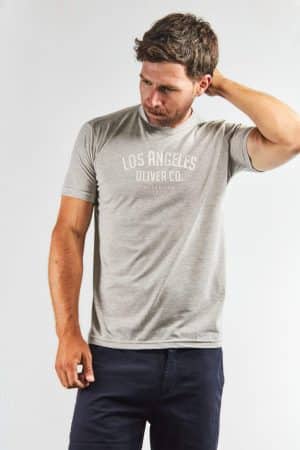 Remera color gris estampada