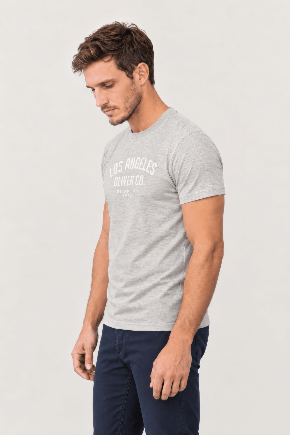 Remera color gris estampada