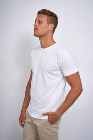 Remera blanca lisa tela premium