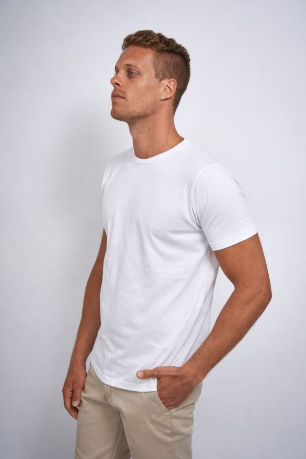 Remera blanca lisa tela premium