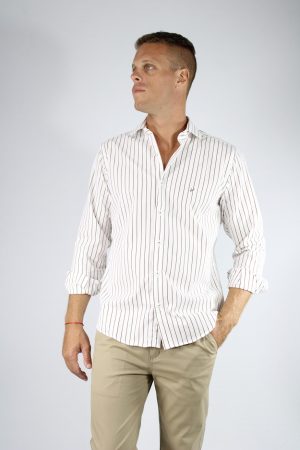 Camisa rayada color marrón algodón