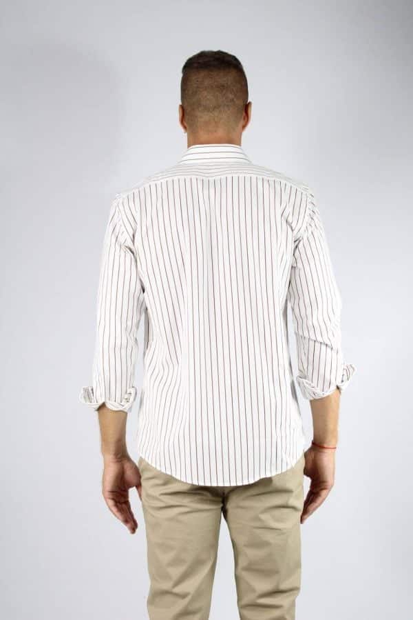 Camisa rayada color marrón algodón