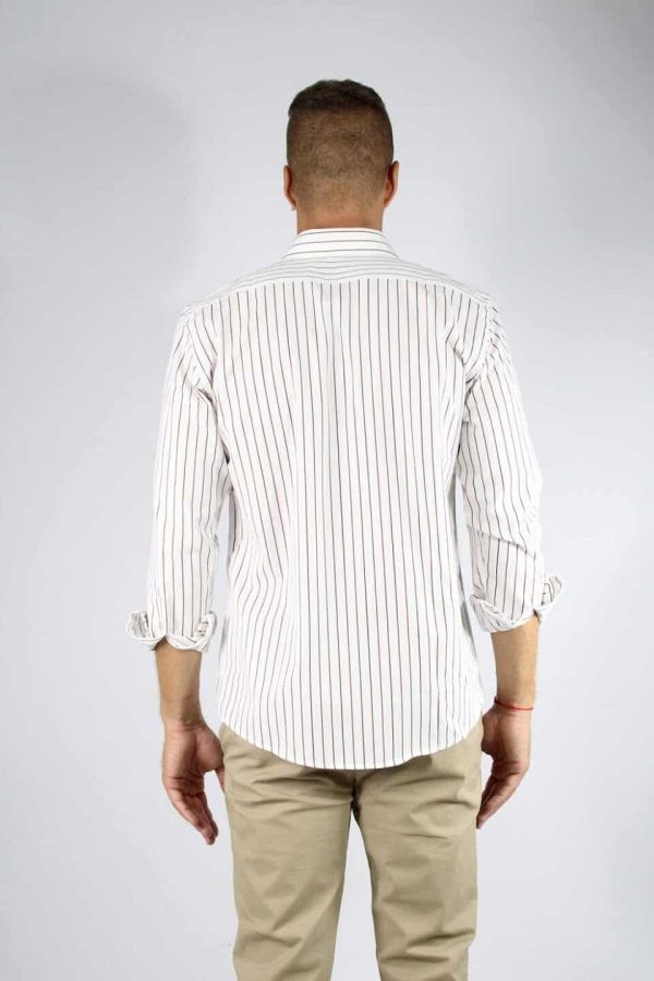 Camisa rayada color marrón algodón