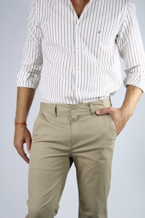 Camisa rayada color marrón algodón