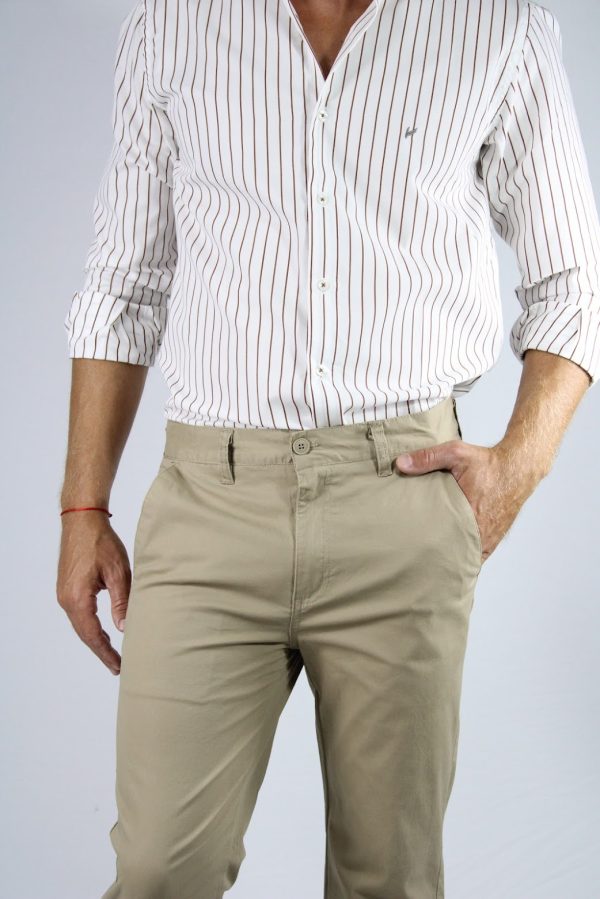 Camisa rayada color marrón algodón