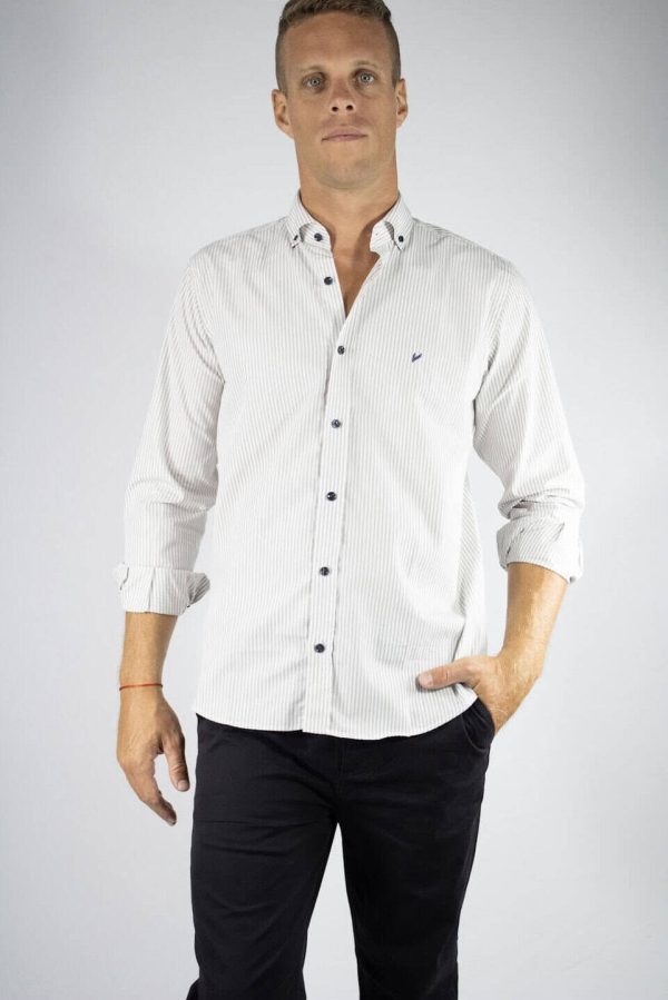 Camisa rayada beige 100% algodón