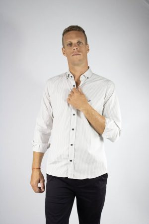 Camisa rayada beige 100% algodón