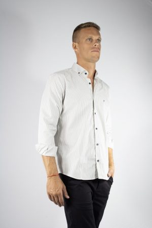 Camisa rayada beige 100% algodón