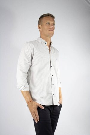 Camisa rayada beige 100% algodón