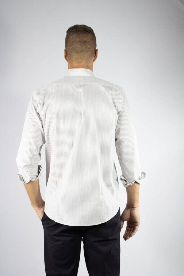 Camisa rayada beige 100% algodón