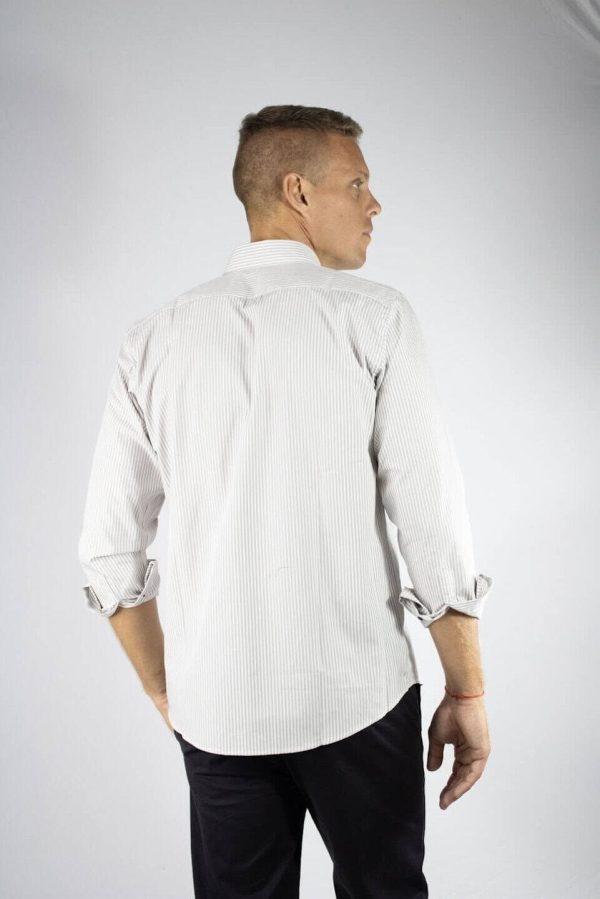 Camisa rayada beige 100% algodón