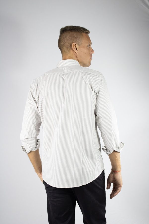 Camisa rayada beige 100% algodón