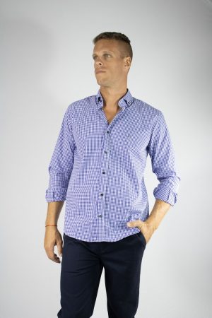 Camisa cuadro 100% algodón azul