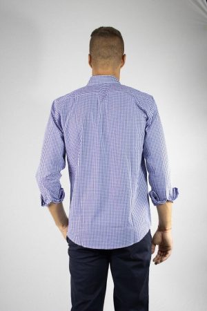 Camisa cuadro 100% algodón azul