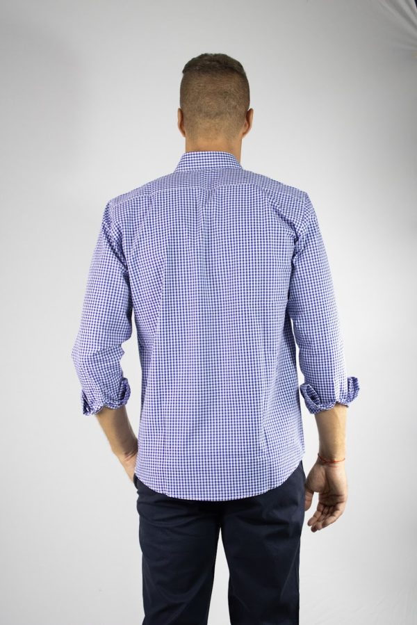 Camisa cuadro 100% algodón azul