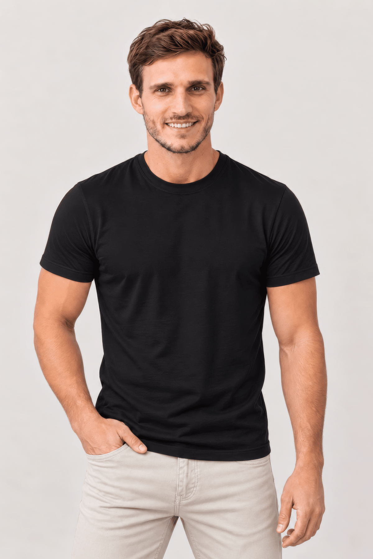 Remera tela premium color negra