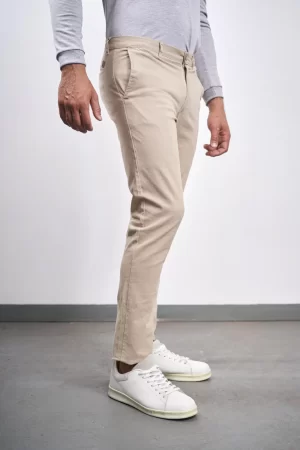 Pantalón beige algodón spandex