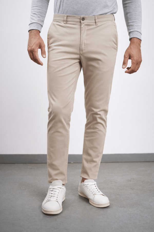 Pantalón beige algodón spandex