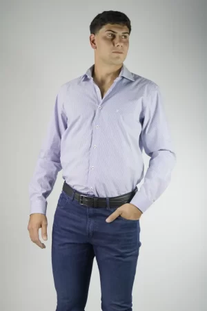 Camisa masculina de rayas finas